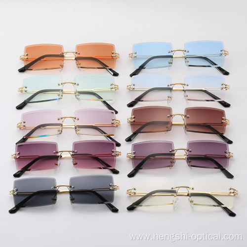 small square rectangle rimless sun glasses shades sunglasses for men women